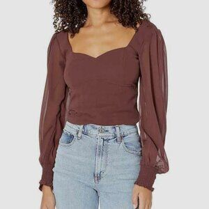 Abercrombie & Fitch Mesh Sleeve Sweetheart Blouse